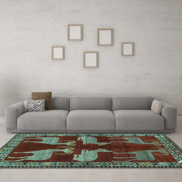 Machine Washable Persian Light Blue Traditional Rug in a Living Room, wshtr888lblu