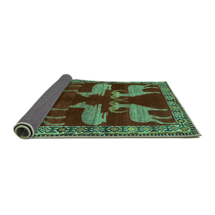 Sideview of Persian Turquoise Traditional Rug, tr888turq