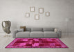 Machine Washable Persian Pink Traditional Rug in a Living Room, wshtr888pnk
