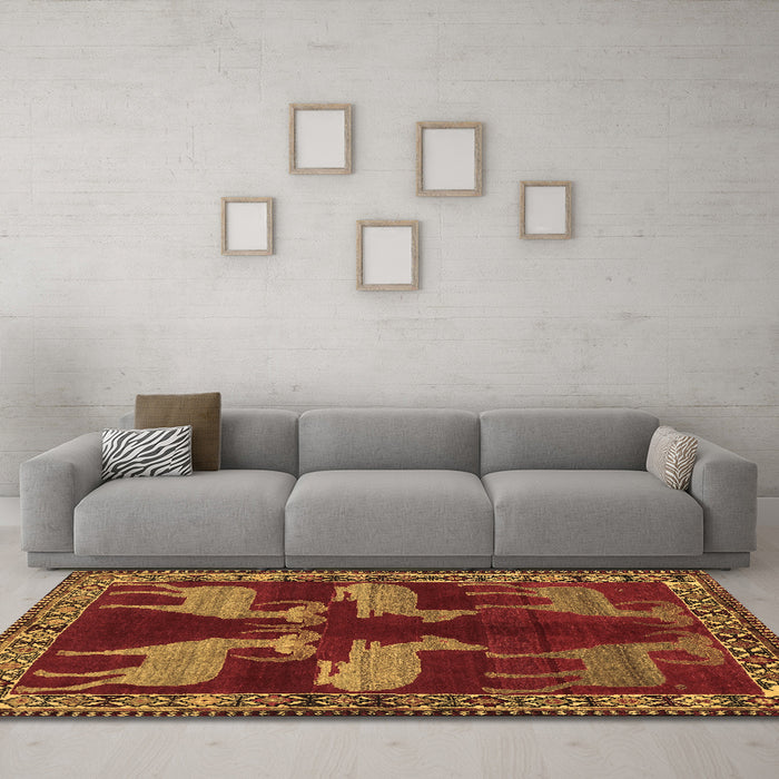 Machine Washable Persian Brown Traditional Rug in a Living Room,, wshtr888brn
