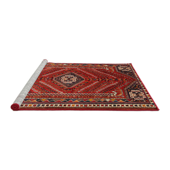 Sideview of Machine Washable Traditional Rust Pink Rug, wshtr889