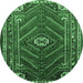 Round Persian Emerald Green Traditional Rug, tr889emgrn