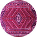 Round Persian Pink Traditional Rug, tr889pnk