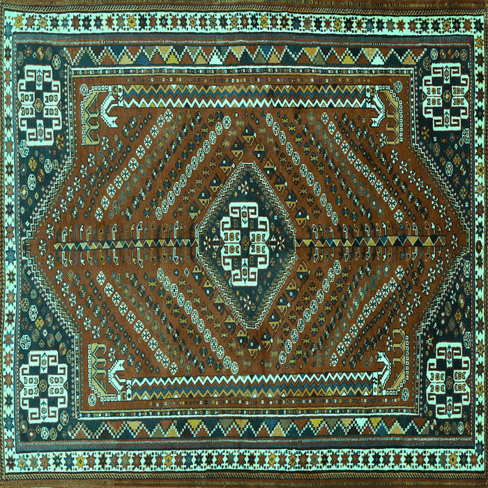 Square Persian Turquoise Traditional Rug, tr889turq