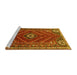 Sideview of Machine Washable Persian Yellow Traditional Rug, wshtr889yw