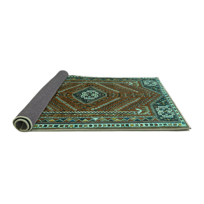 Sideview of Persian Turquoise Traditional Rug, tr889turq