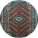 Round Machine Washable Persian Light Blue Traditional Rug, wshtr889lblu