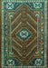 Machine Washable Persian Turquoise Traditional Area Rugs, wshtr889turq