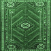 Square Machine Washable Persian Emerald Green Traditional Area Rugs, wshtr889emgrn