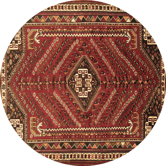 Round Machine Washable Persian Brown Traditional Rug, wshtr889brn