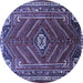 Round Machine Washable Persian Blue Traditional Rug, wshtr889blu