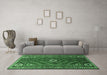 Machine Washable Persian Emerald Green Traditional Area Rugs in a Living Room,, wshtr889emgrn