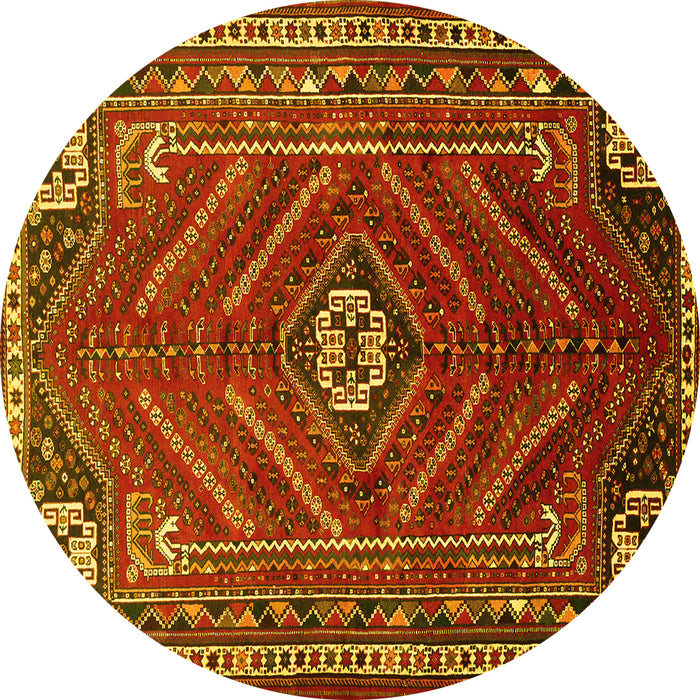 Round Persian Yellow Traditional Rug, tr889yw