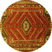 Round Persian Yellow Traditional Rug, tr889yw