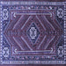 Square Machine Washable Persian Blue Traditional Rug, wshtr889blu