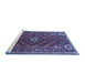 Sideview of Machine Washable Persian Blue Traditional Rug, wshtr889blu