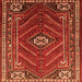 Round Machine Washable Persian Orange Traditional Area Rugs, wshtr889org