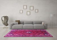 Machine Washable Persian Pink Traditional Rug, wshtr889pnk