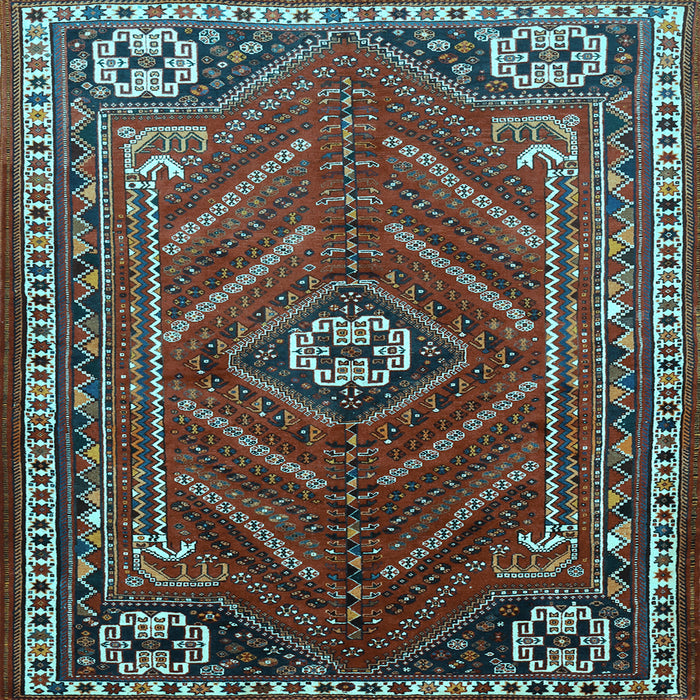 Square Machine Washable Persian Light Blue Traditional Rug, wshtr889lblu