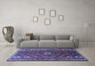 Machine Washable Persian Blue Traditional Rug in a Living Room, wshtr889blu