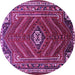 Round Machine Washable Persian Purple Traditional Area Rugs, wshtr889pur