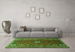 Machine Washable Persian Green Traditional Area Rugs in a Living Room,, wshtr889grn