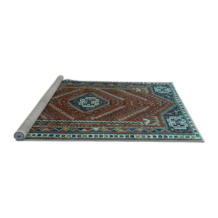 Sideview of Machine Washable Persian Light Blue Traditional Rug, wshtr889lblu