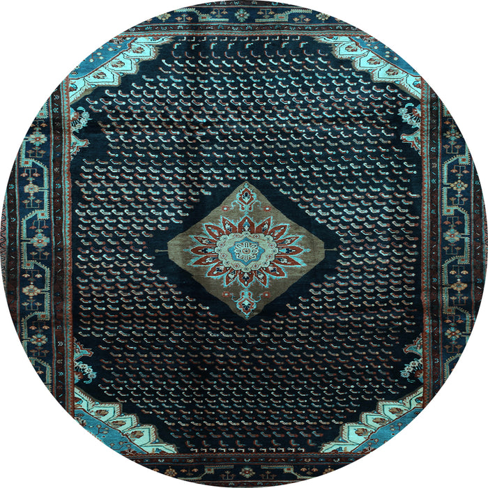 Round Medallion Light Blue Traditional Rug, tr88lblu