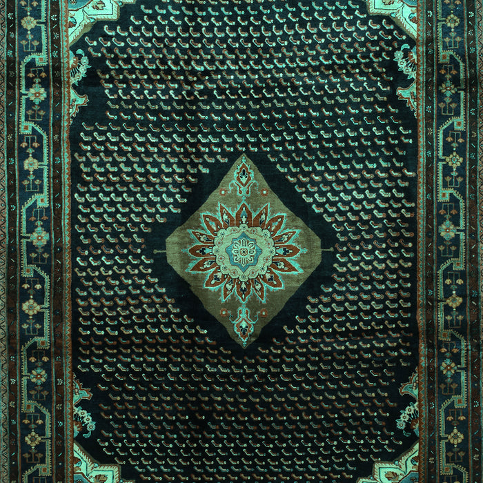 Machine Washable Medallion Turquoise Traditional Area Rugs, wshtr88turq