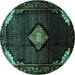 Round Medallion Turquoise Traditional Rug, tr88turq