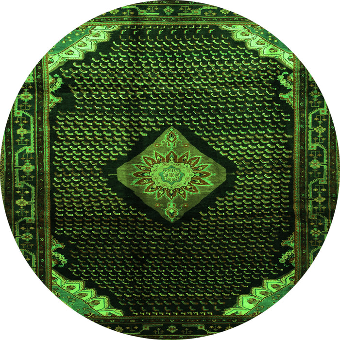 Machine Washable Medallion Green Traditional Area Rugs, wshtr88grn