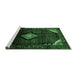 Sideview of Machine Washable Medallion Emerald Green Traditional Area Rugs, wshtr88emgrn