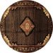 Round Medallion Brown Traditional Rug, tr88brn