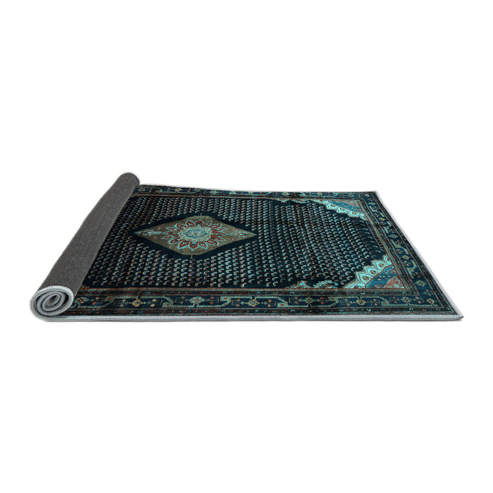Sideview of Medallion Light Blue Traditional Rug, tr88lblu