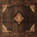 Square Machine Washable Medallion Brown Traditional Rug, wshtr88brn