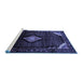 Sideview of Machine Washable Medallion Blue Traditional Rug, wshtr88blu