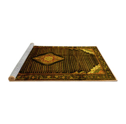 Sideview of Machine Washable Medallion Yellow Traditional Rug, wshtr88yw