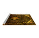 Sideview of Machine Washable Medallion Yellow Traditional Rug, wshtr88yw