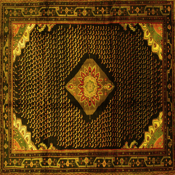 Square Medallion Yellow Traditional Rug, tr88yw