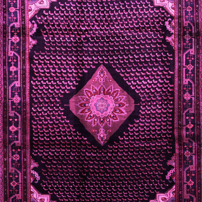 Machine Washable Medallion Pink Traditional Rug, wshtr88pnk