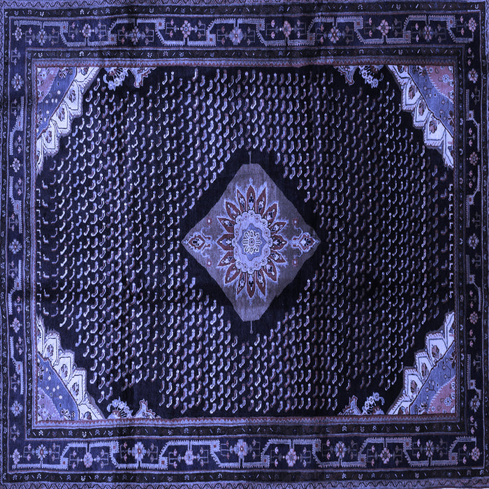 Square Machine Washable Medallion Blue Traditional Rug, wshtr88blu