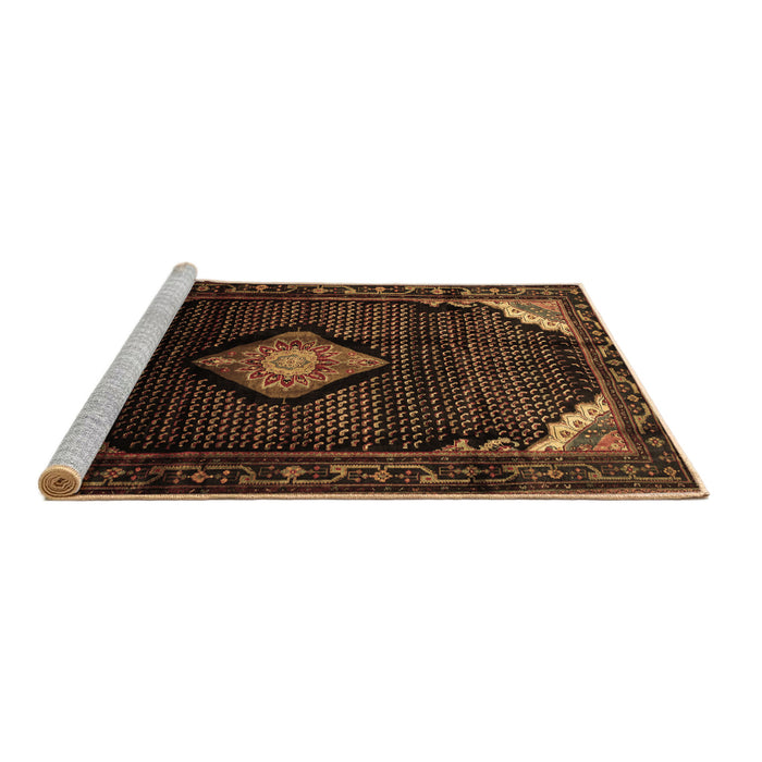 Sideview of Machine Washable Medallion Brown Traditional Rug, wshtr88brn