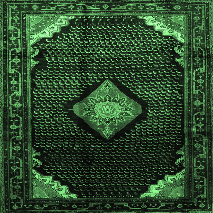Square Medallion Emerald Green Traditional Rug, tr88emgrn
