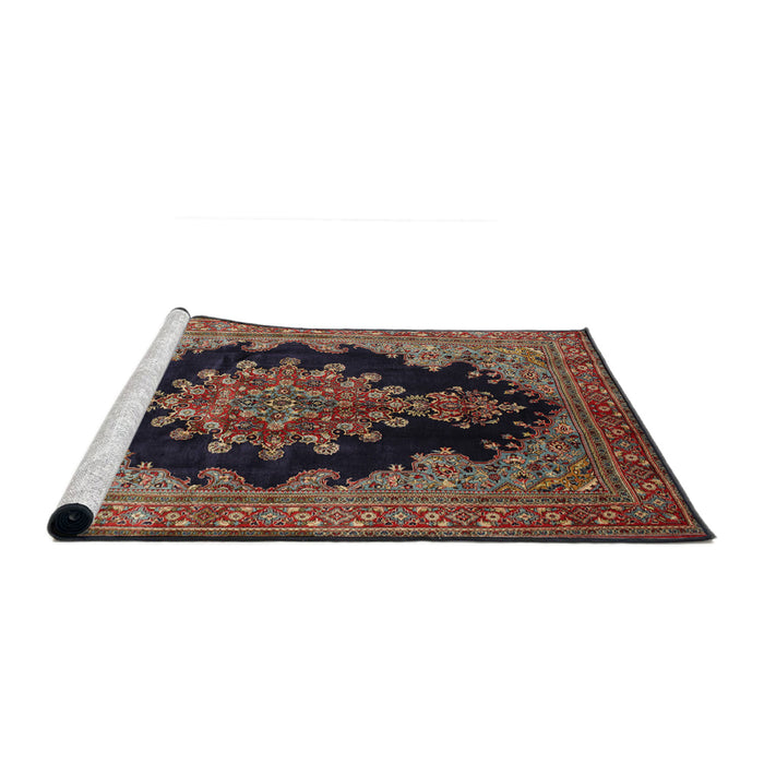Sideview of Machine Washable Traditional Dark Almond Brown Rug, wshtr89