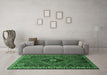 Machine Washable Persian Emerald Green Traditional Area Rugs in a Living Room,, wshtr890emgrn