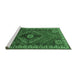 Sideview of Machine Washable Persian Emerald Green Traditional Area Rugs, wshtr890emgrn