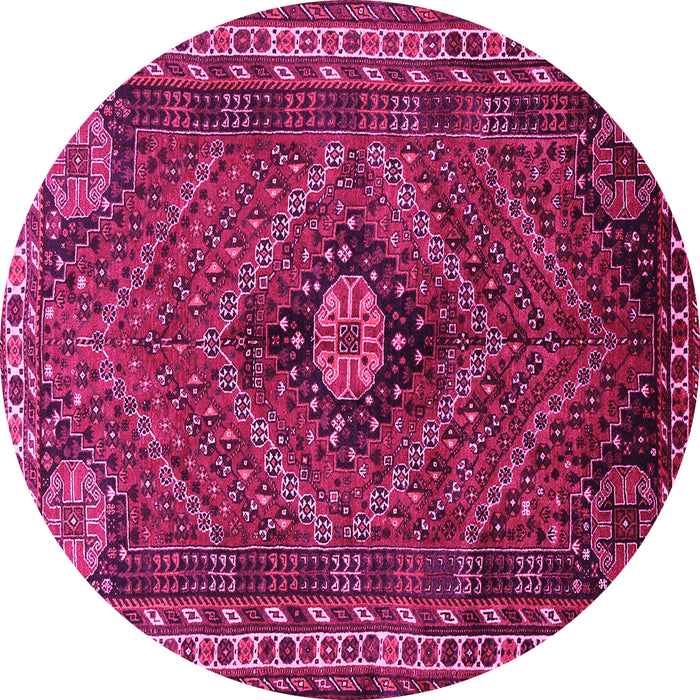 Round Machine Washable Persian Pink Traditional Rug, wshtr890pnk