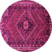 Round Machine Washable Persian Pink Traditional Rug, wshtr890pnk