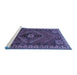 Sideview of Machine Washable Persian Blue Traditional Rug, wshtr890blu