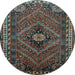 Round Machine Washable Persian Light Blue Traditional Rug, wshtr890lblu